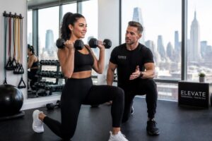 Woman performing a strength training workout with a Fit4Blast personal trainer in Metuchen, NJ to build fitness, improve mobility, and achieve weight loss goals.