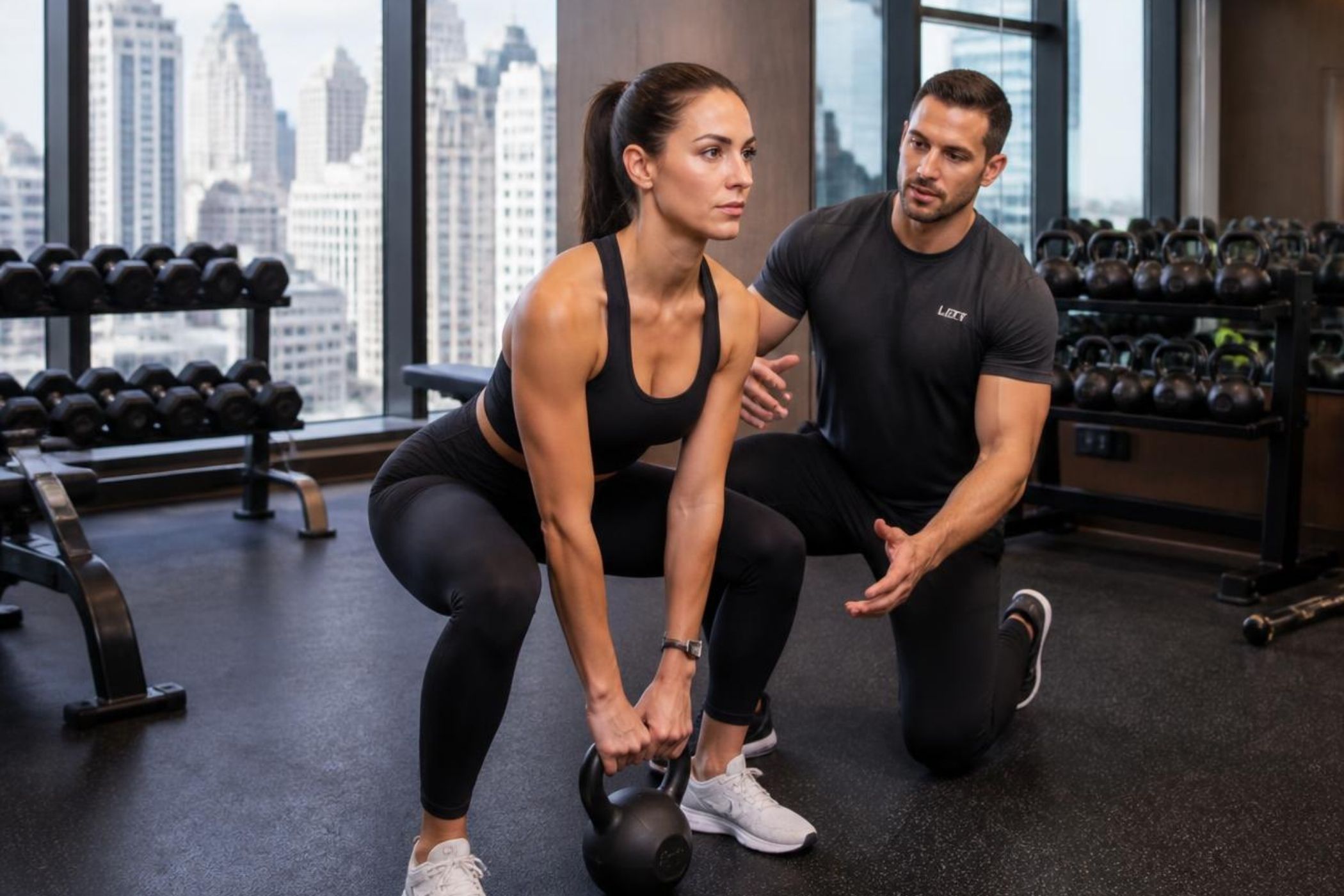 Home Personal Trainer NYC leading a functional strength and mobility workout for a professional client.