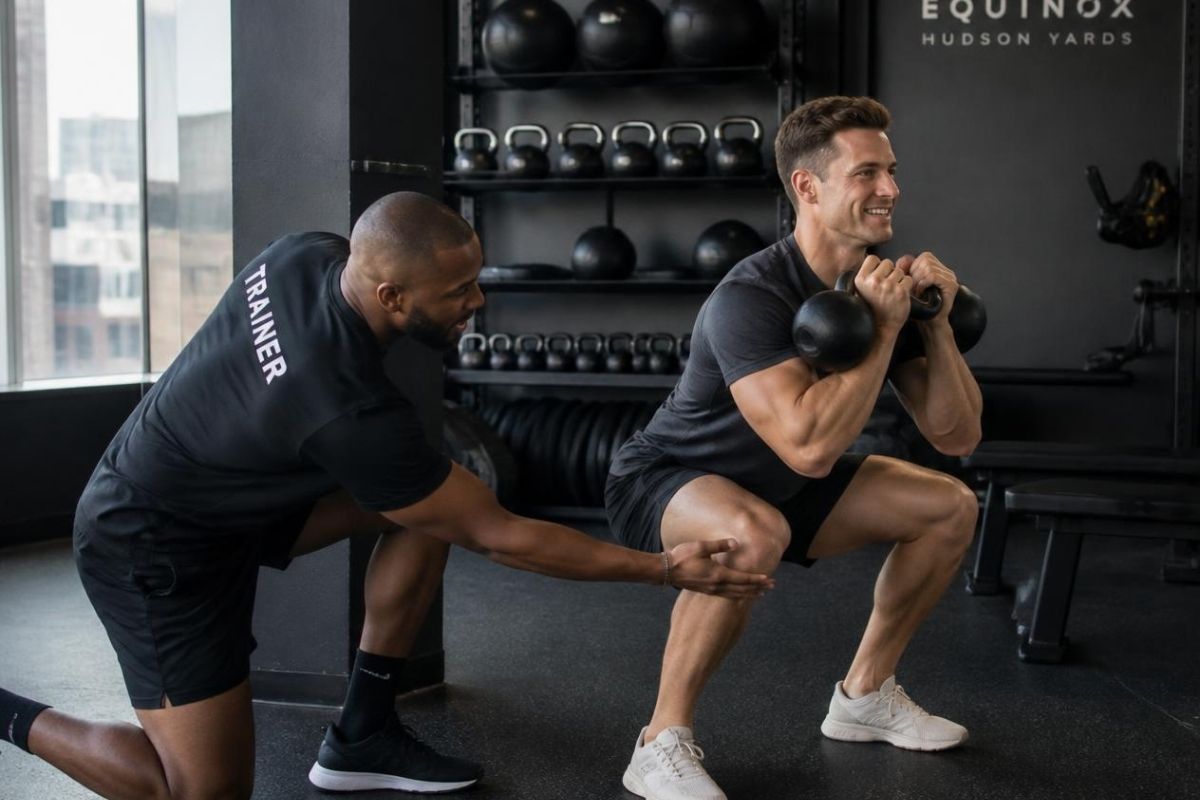 Certified Fit4Blast personal trainer coaching a client through a customized full-body fitness workout in Piscataway, New Jersey.