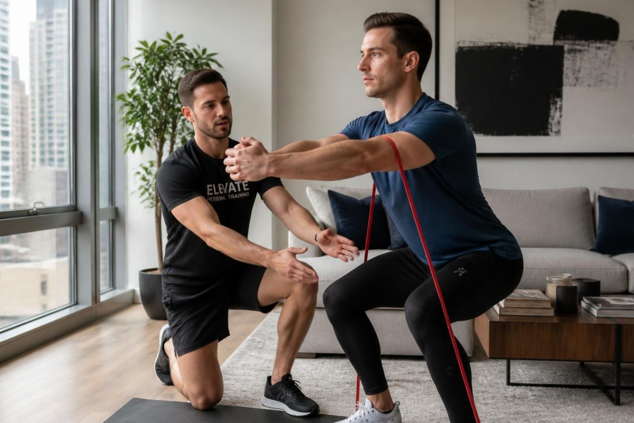 Private Home Personal Trainer NYC helping a client improve strength and overall fitness.